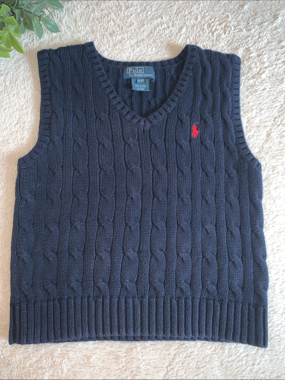 POLO Ralph Lauren Navy Blue Sweater Vest Boys 3 3T EUC